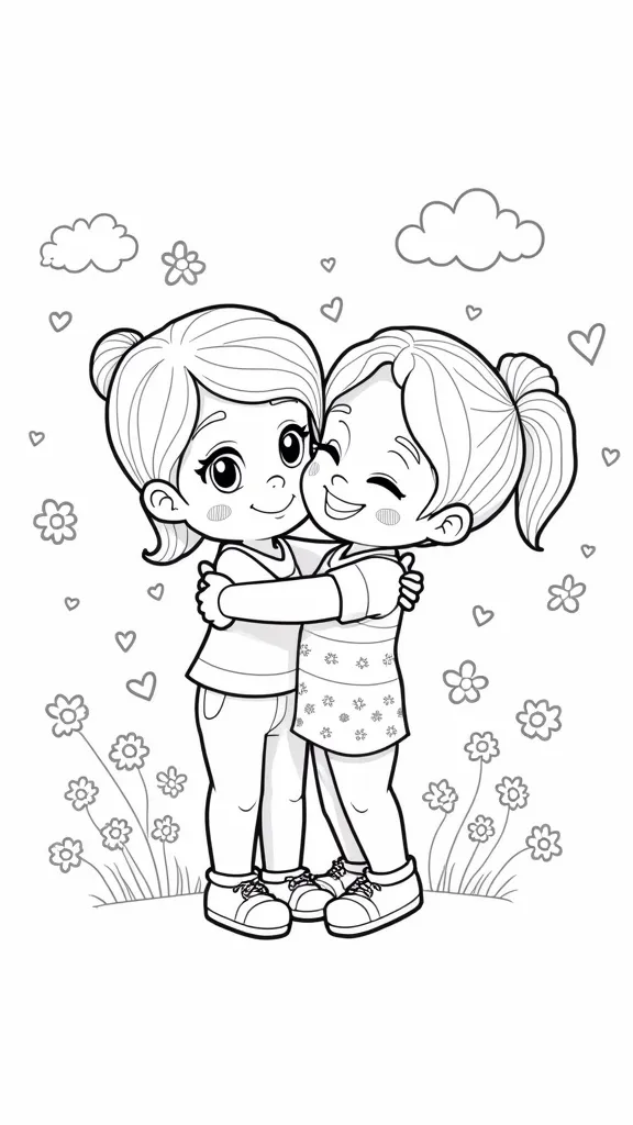 coloring page hug